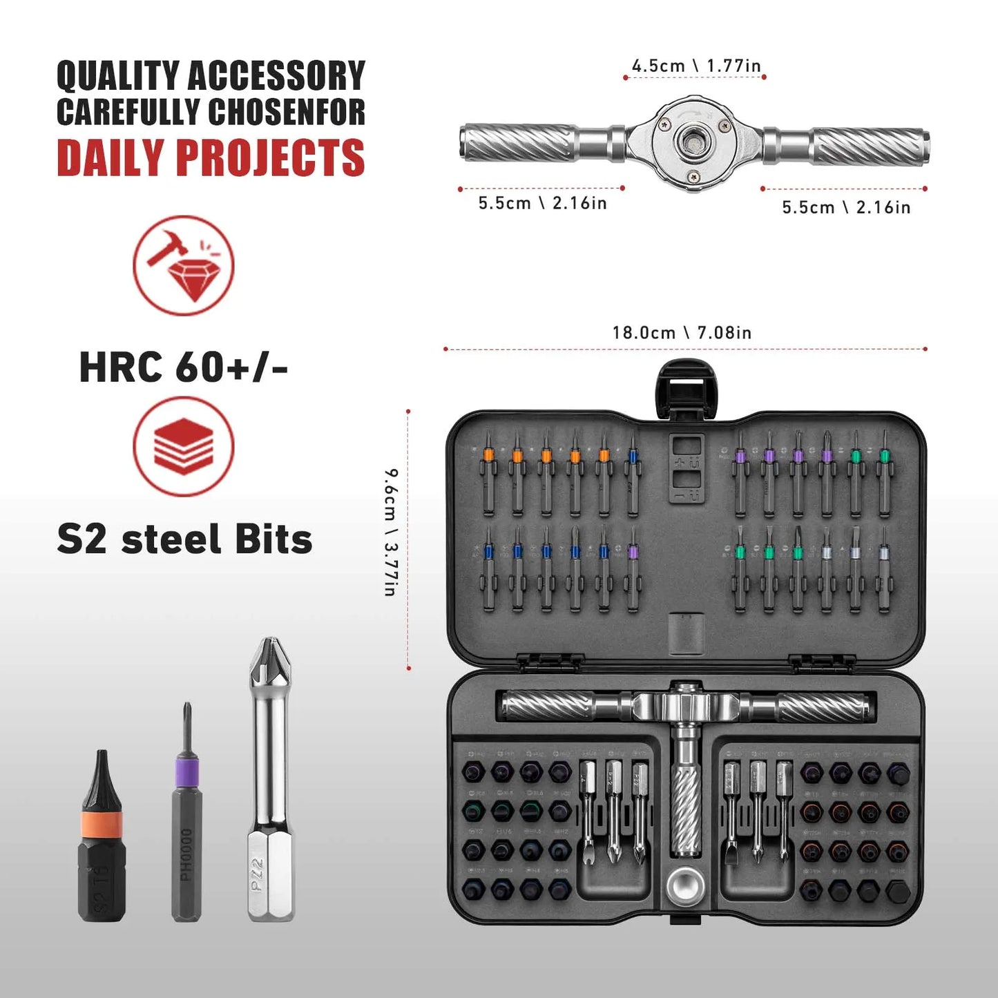 VMAN 66-in-1 Multifunction Ratchet Screwdriver Set With Magnetic Bits For PC And Desk Repair