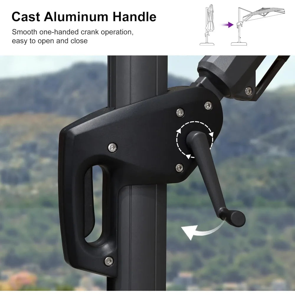 Cantilever Left Right Tilting Swivel Rectangular Patio Umbrella Aluminum Offset