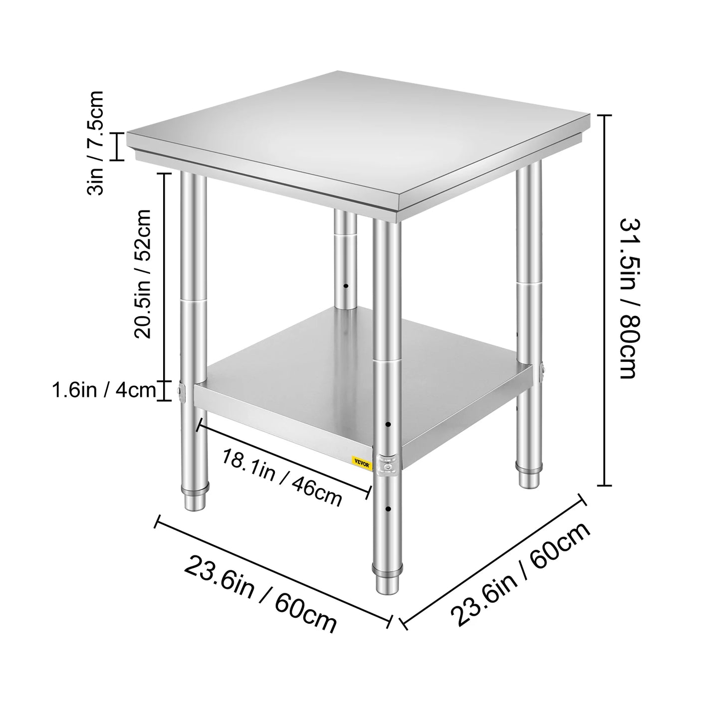 Stainless Steel Catering Table With Undershelf For Restaurant
