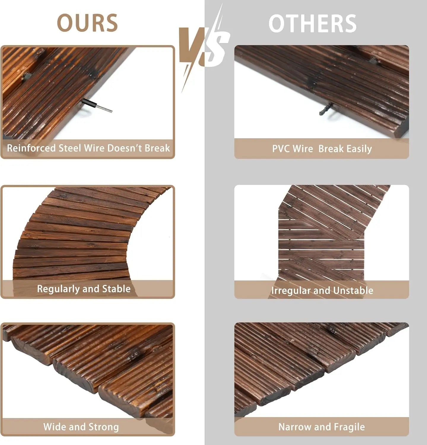 Curved Cedar Wood Garden Pathway for Outdoor Patio