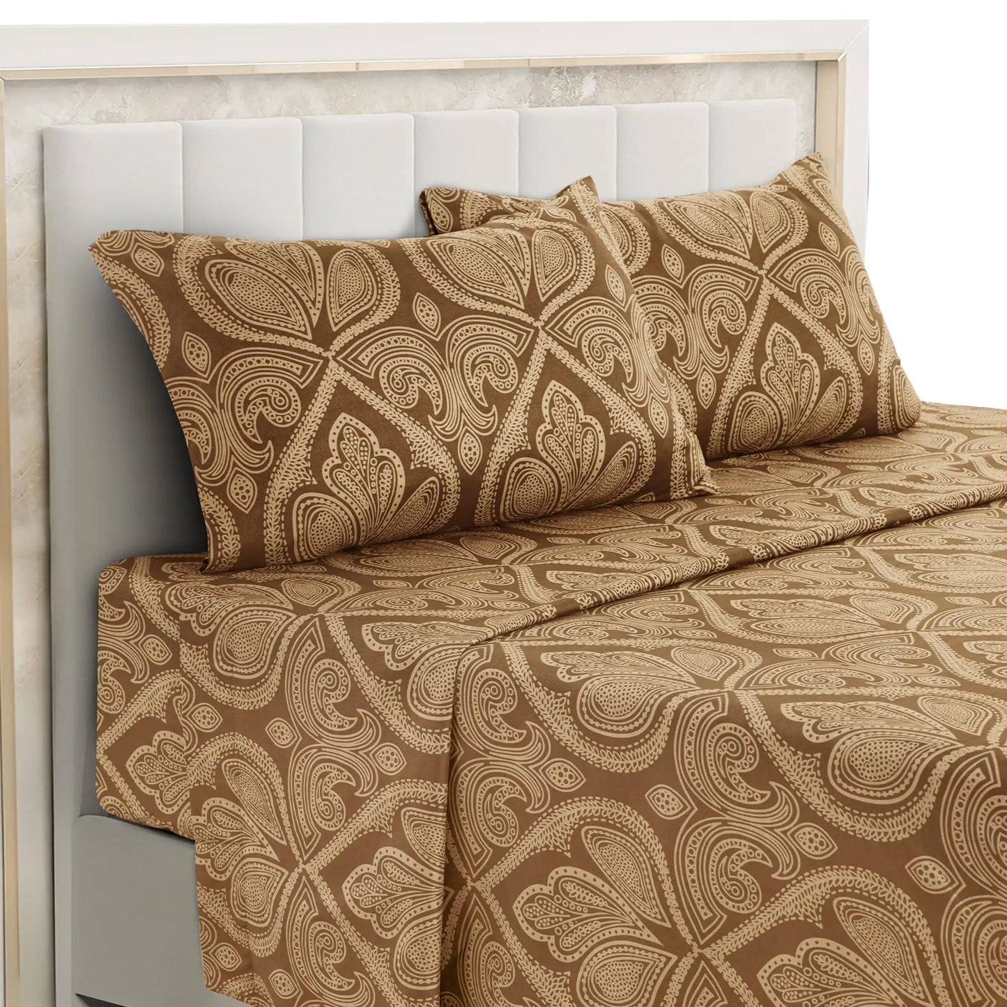 LDC Lux Decor Microfiber Paisley Sheet Set Wrinkle Resistant Bedding