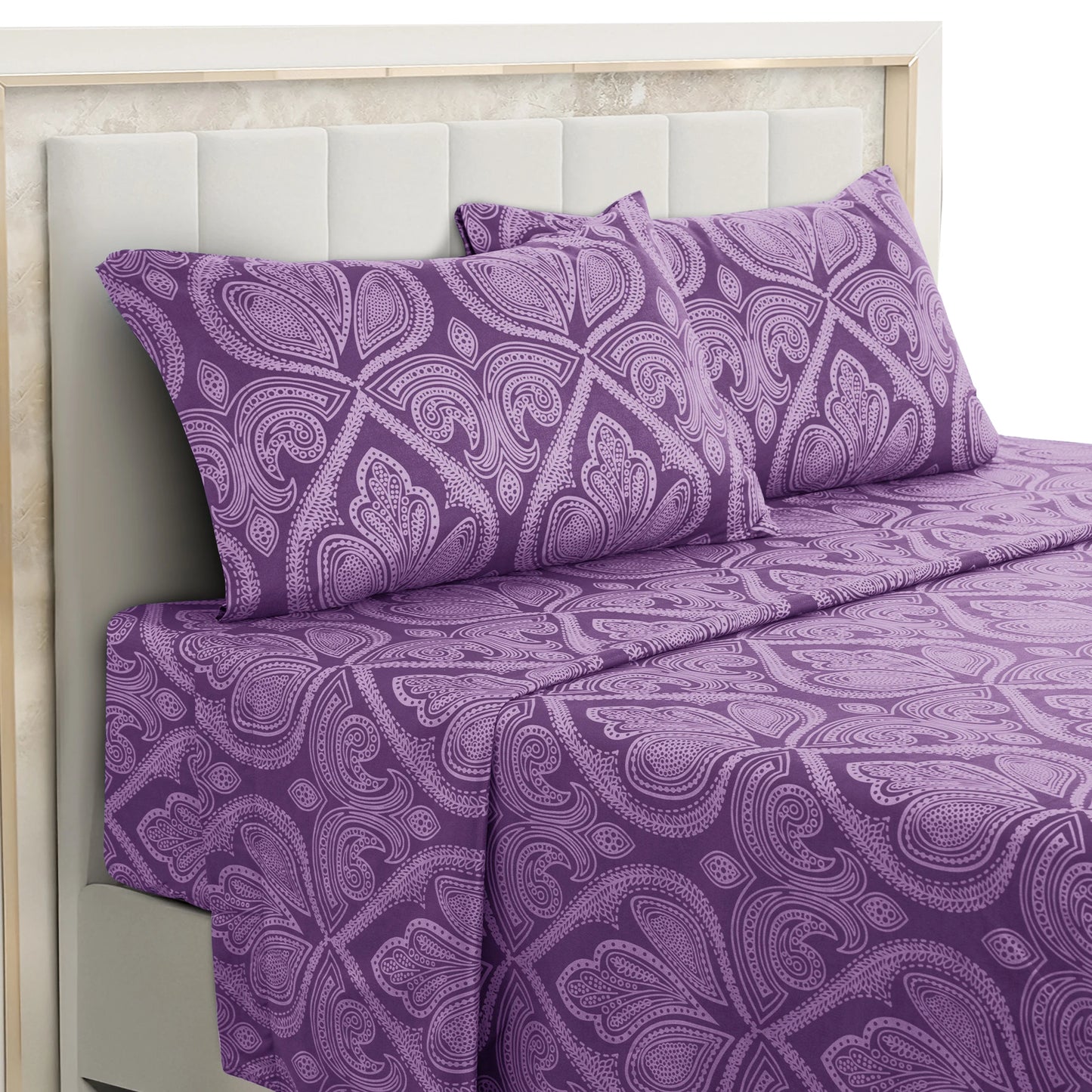 LDC Lux Decor Microfiber Paisley Sheet Set Wrinkle Resistant Bedding
