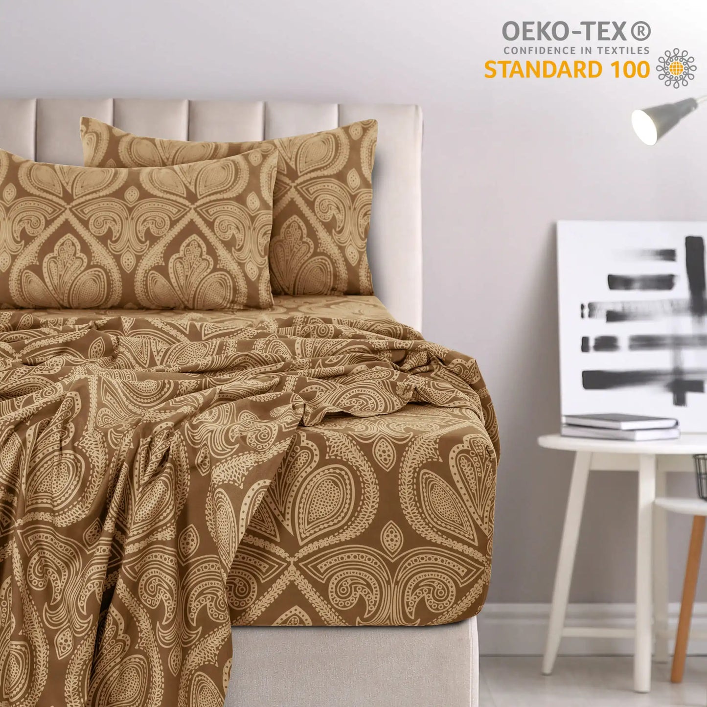 LDC Lux Decor Microfiber Paisley Sheet Set Wrinkle Resistant Bedding