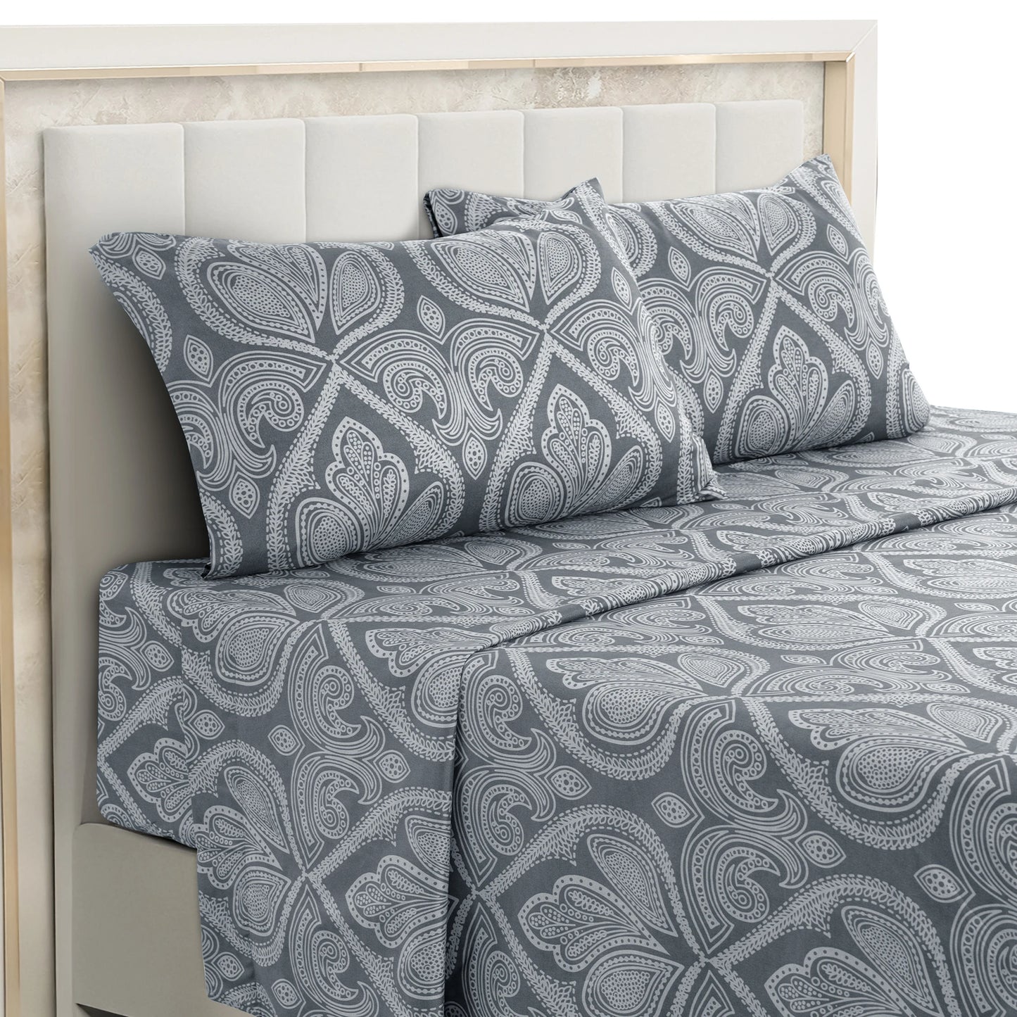 LDC Lux Decor Microfiber Paisley Sheet Set Wrinkle Resistant Bedding