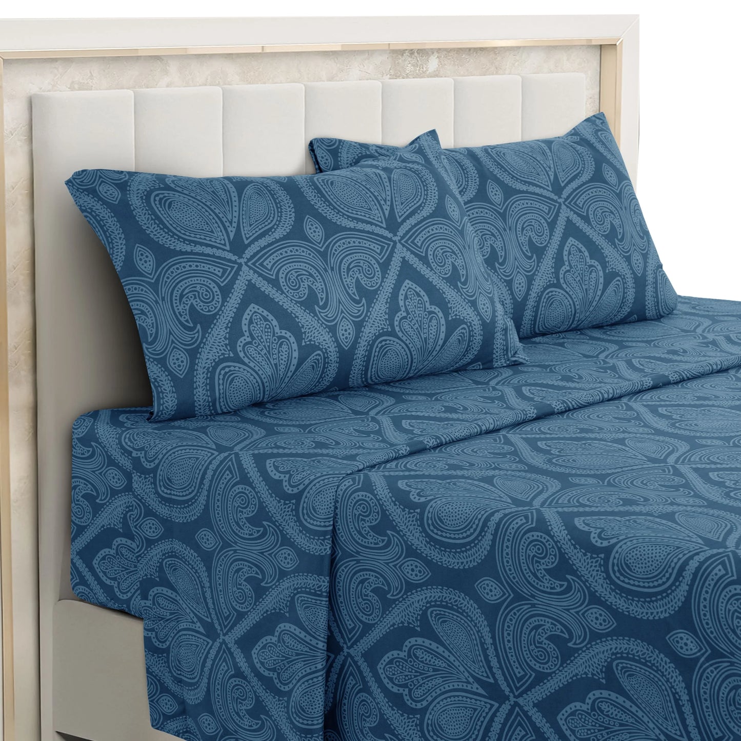 LDC Lux Decor Microfiber Paisley Sheet Set Wrinkle Resistant Bedding