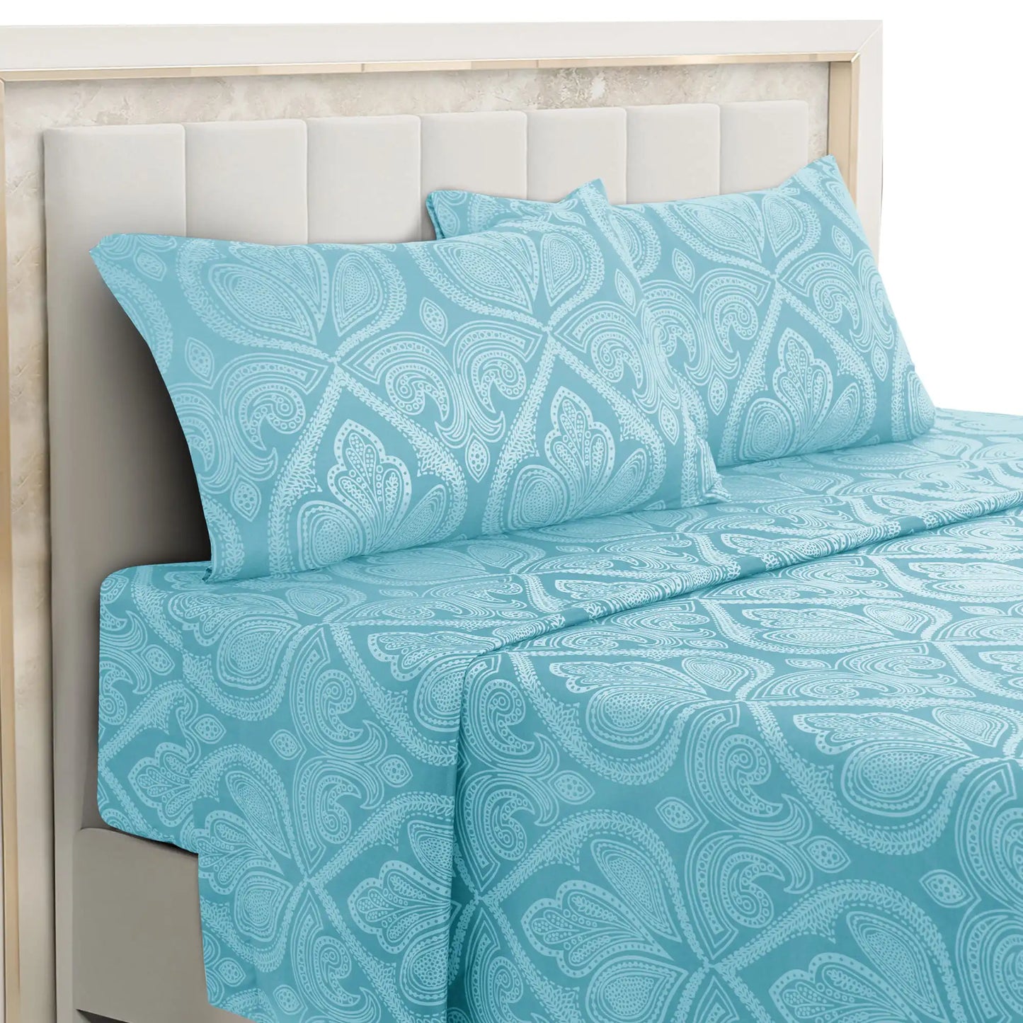 LDC Lux Decor Microfiber Paisley Sheet Set Wrinkle Resistant Bedding