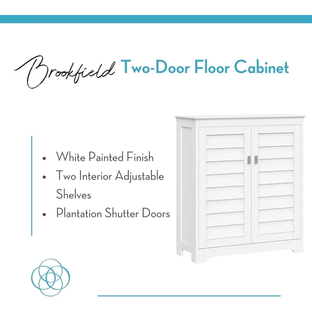 Modern Bathroom Storage Cabinet With Shutter Doors And Adjustable Shelves