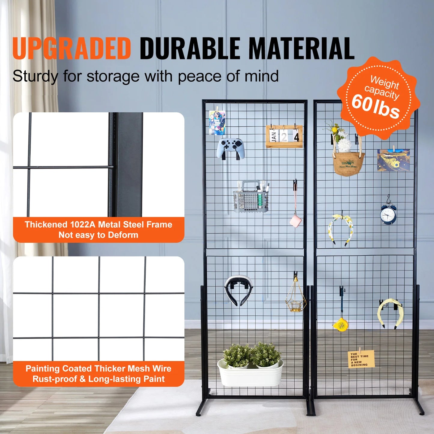 SucceBuy Grid Wall Panels Wire Gridwall Display Racks With Hooks