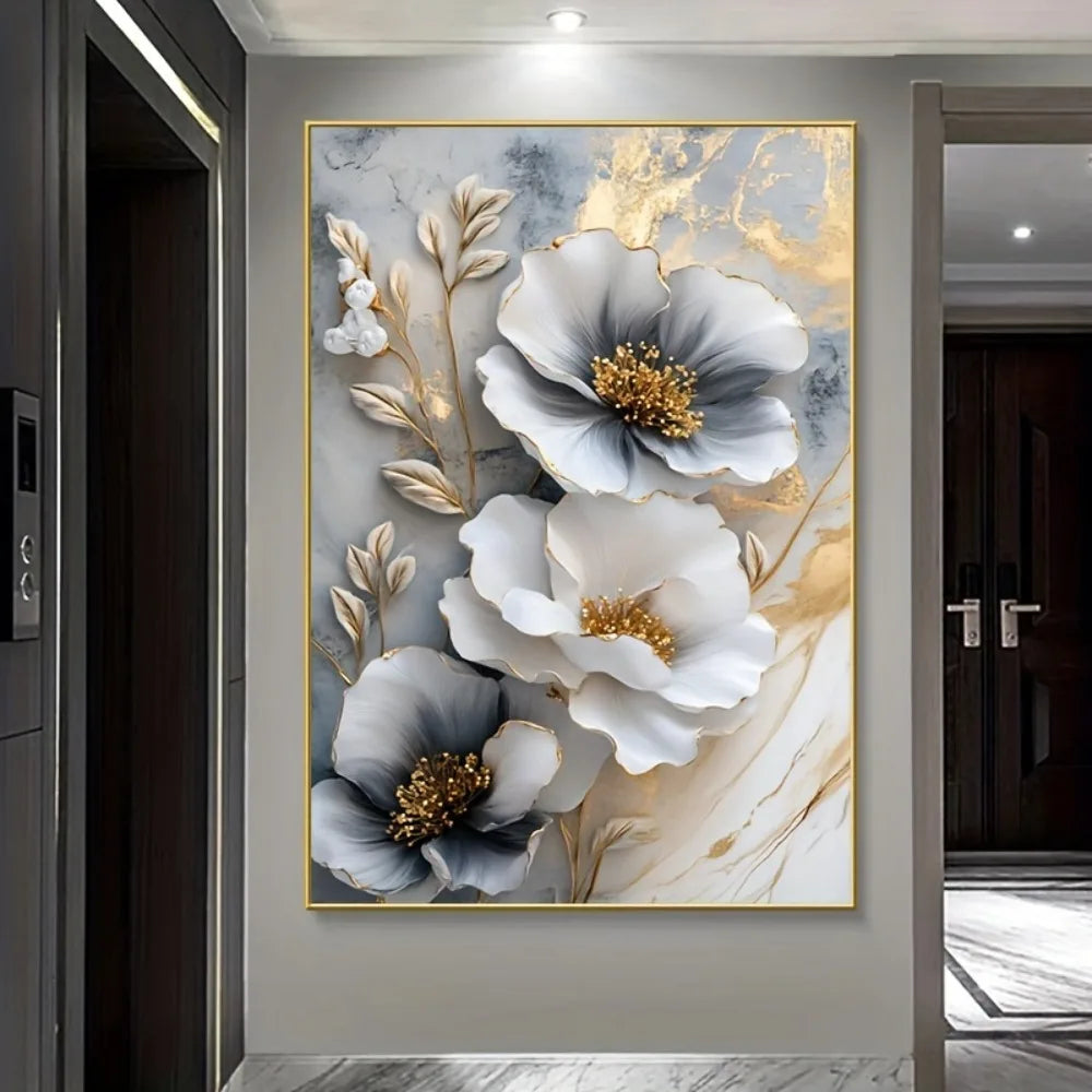 Premium Luxurious Botanical Canvas Mural Framed 3D Painting LivingRoom AmbienceStudio