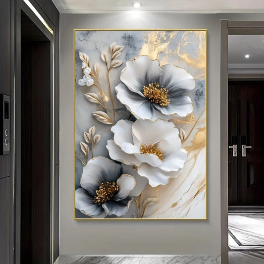 Premium Luxurious Botanical Canvas Mural Framed 3D Painting LivingRoom AmbienceStudio