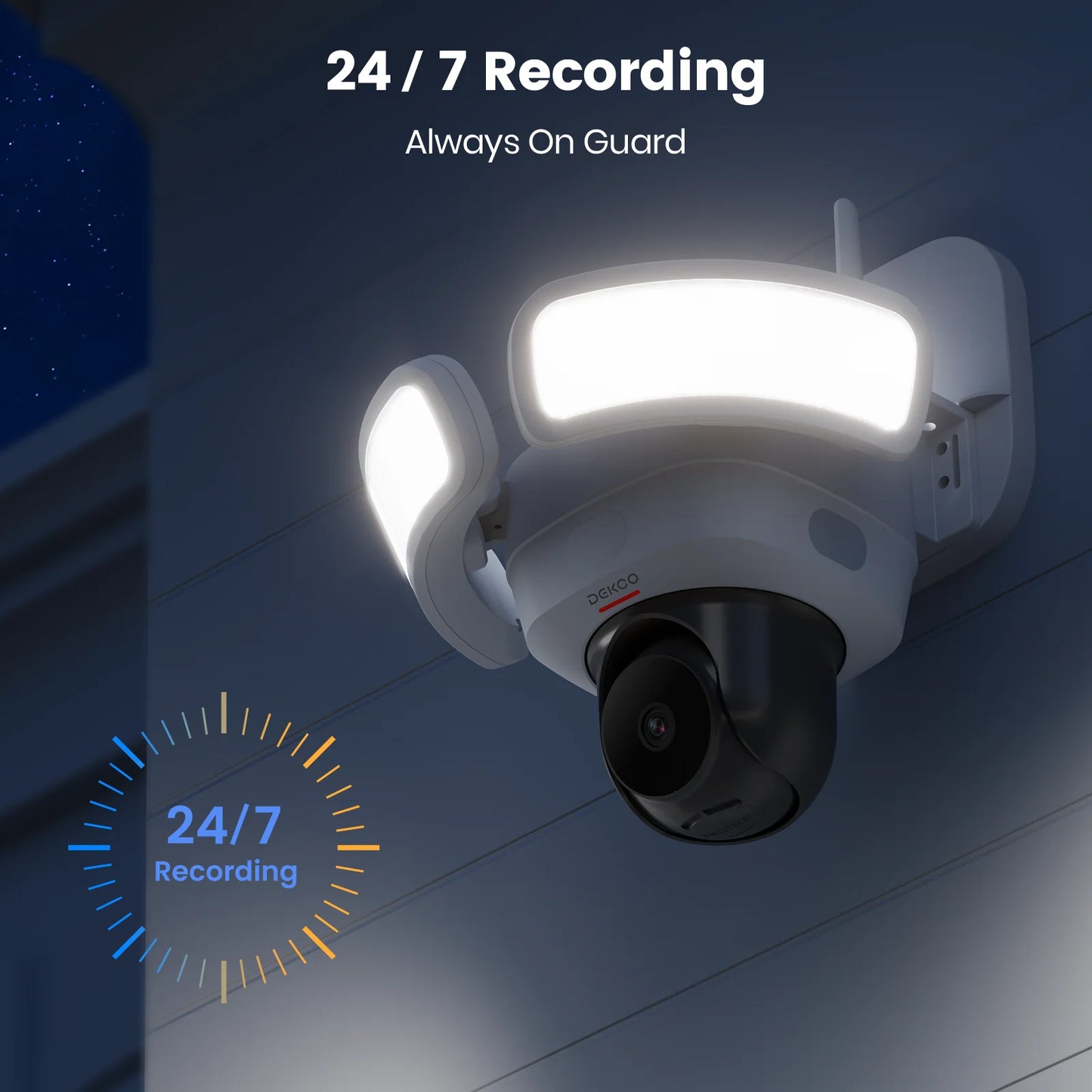 DEKCO 3K UHD WiFi Floodlight Camera Outdoor 360 View