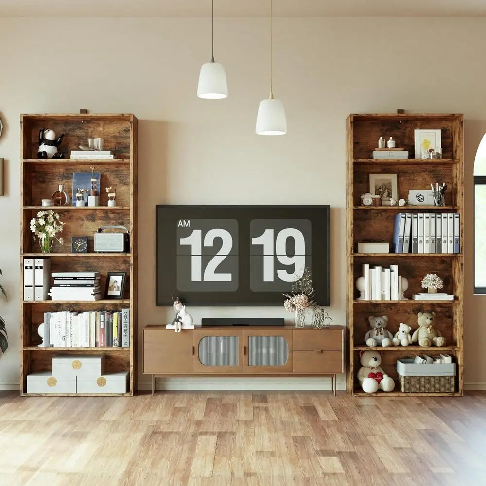 IRONCK 6-Tier Bookcase Set Of 2 Floor Standing Shelving Units