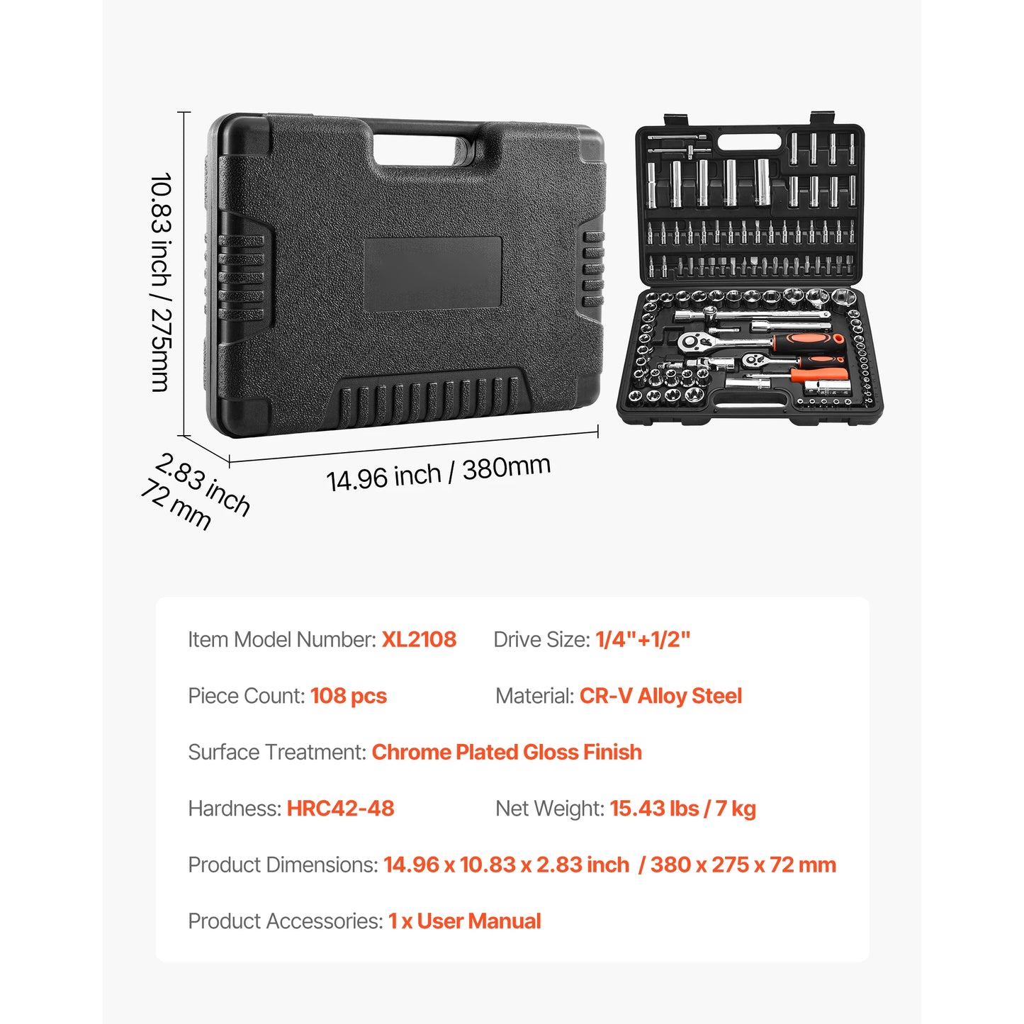 SucceBuy 86-Piece Socket Set With Ratchet Wrench