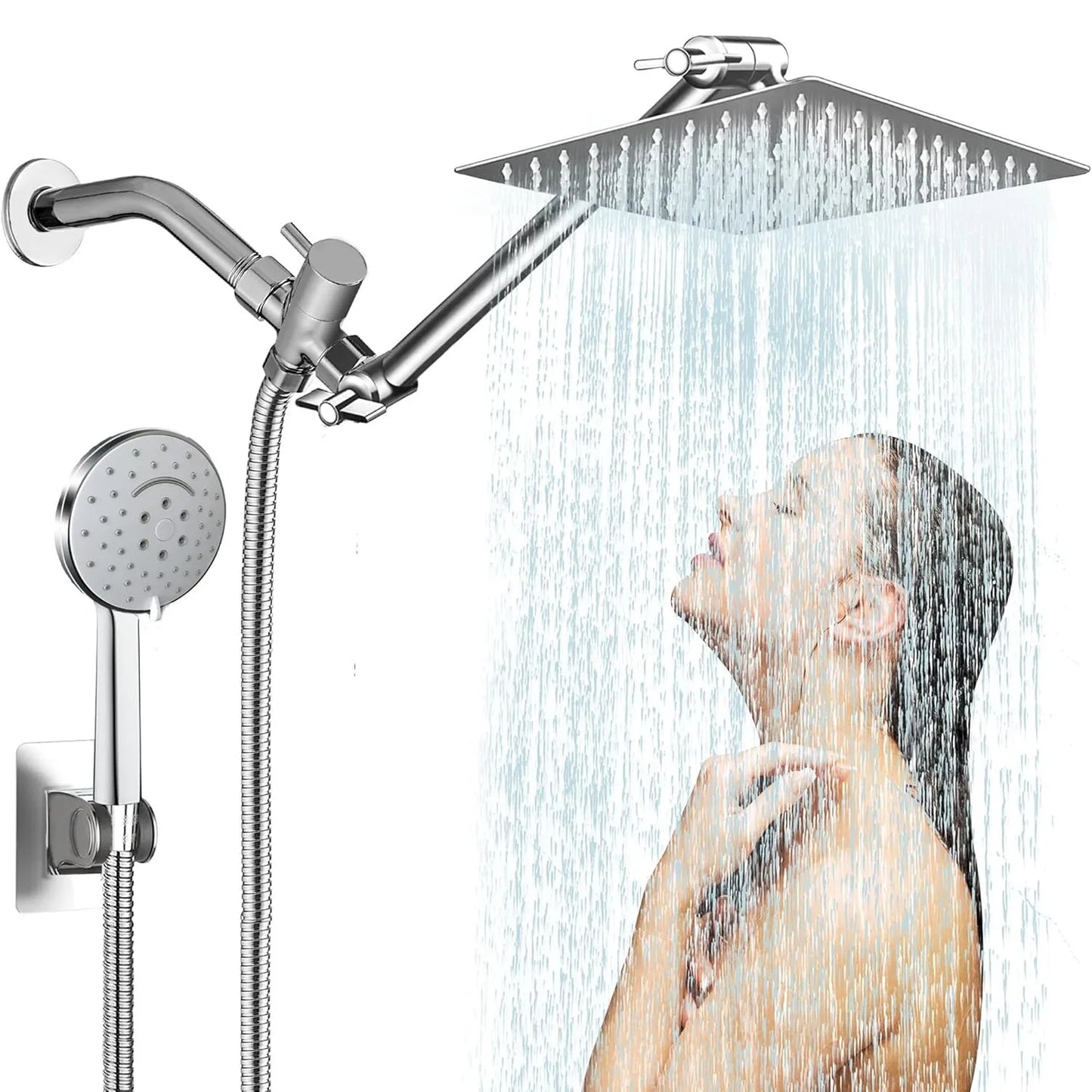 Shower Head Combo Industrial-Grade High-Flow Extension Arm Shower Multi-Function-System Handheld-Spray