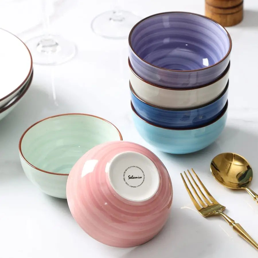 Ceramic Porcelain Deep Bowls Set For Cereal And Pasta