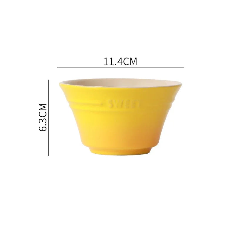 Porcelain Rainbow Ceramic Bowl For Ramen Noodles Serving