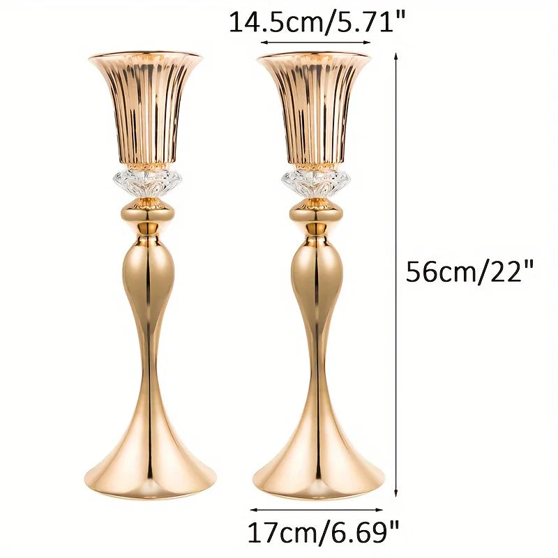 Crystal Flower Stands Centerpiece Vases Set Metal