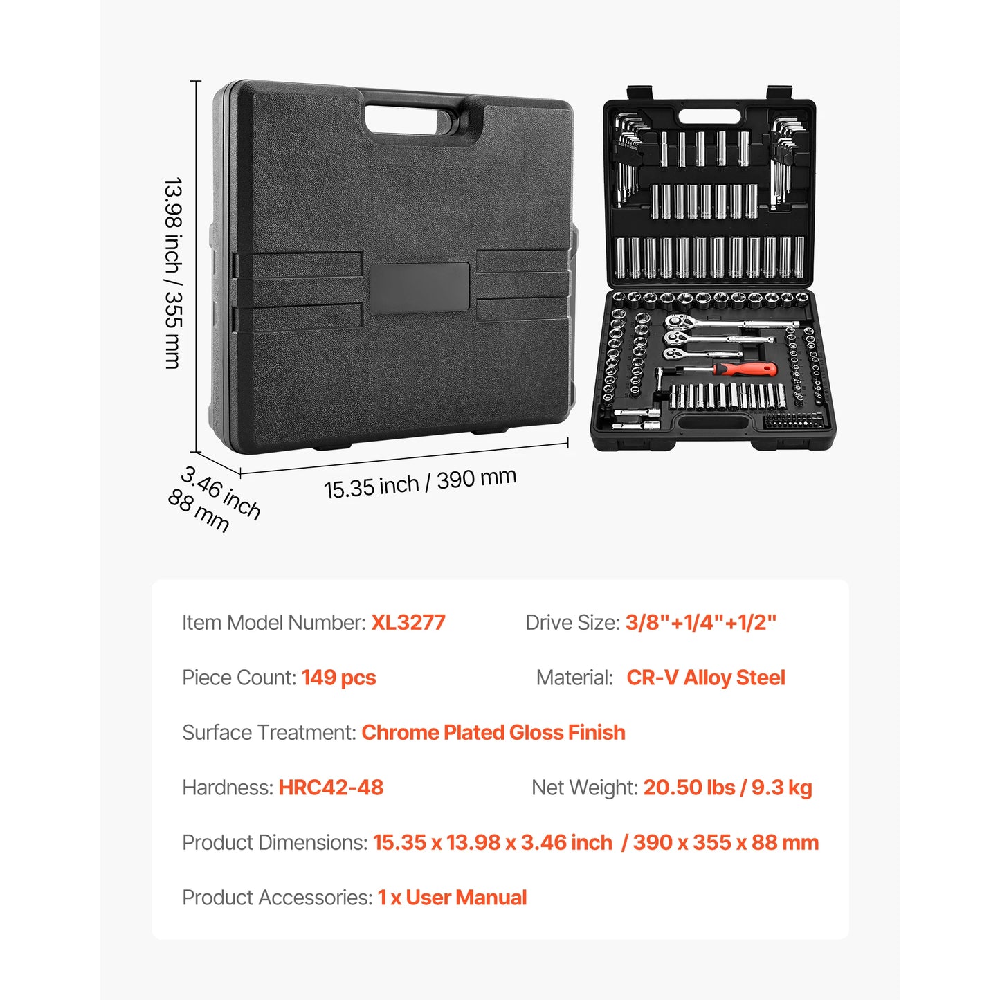SucceBuy 86-Piece Socket Set With Ratchet Wrench