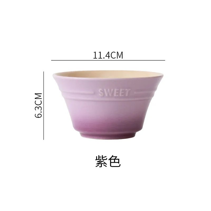 Porcelain Rainbow Ceramic Bowl For Ramen Noodles Serving
