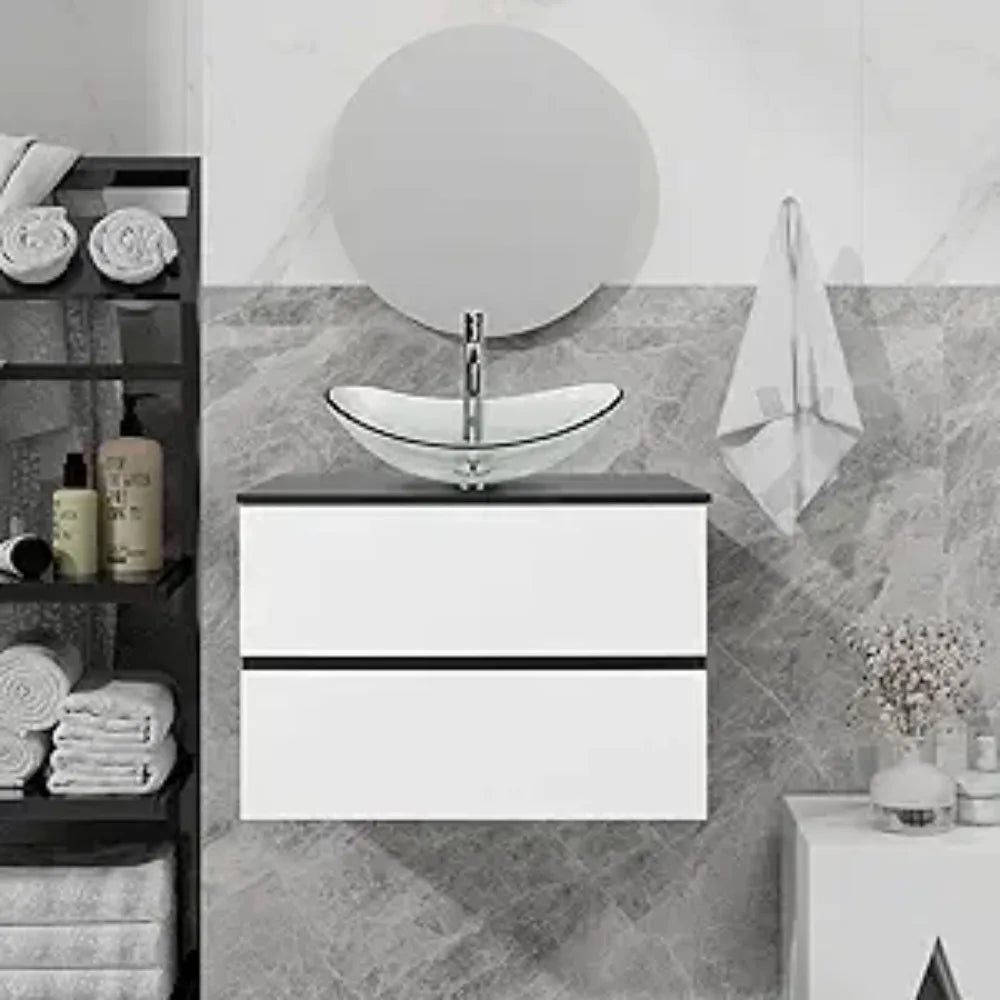 Wall Mounted Bathroom Vanity Cabinet With Two Drawers