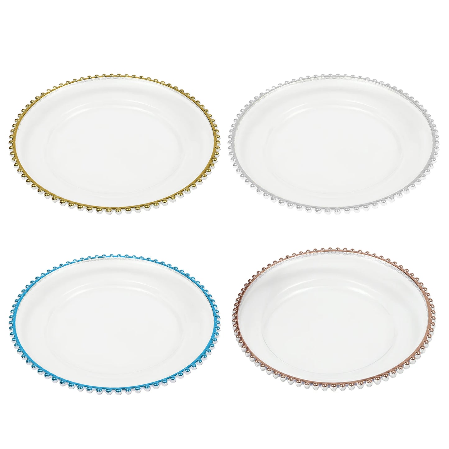 Beaded Round Charger Plates 25Pcs Metallic Finish