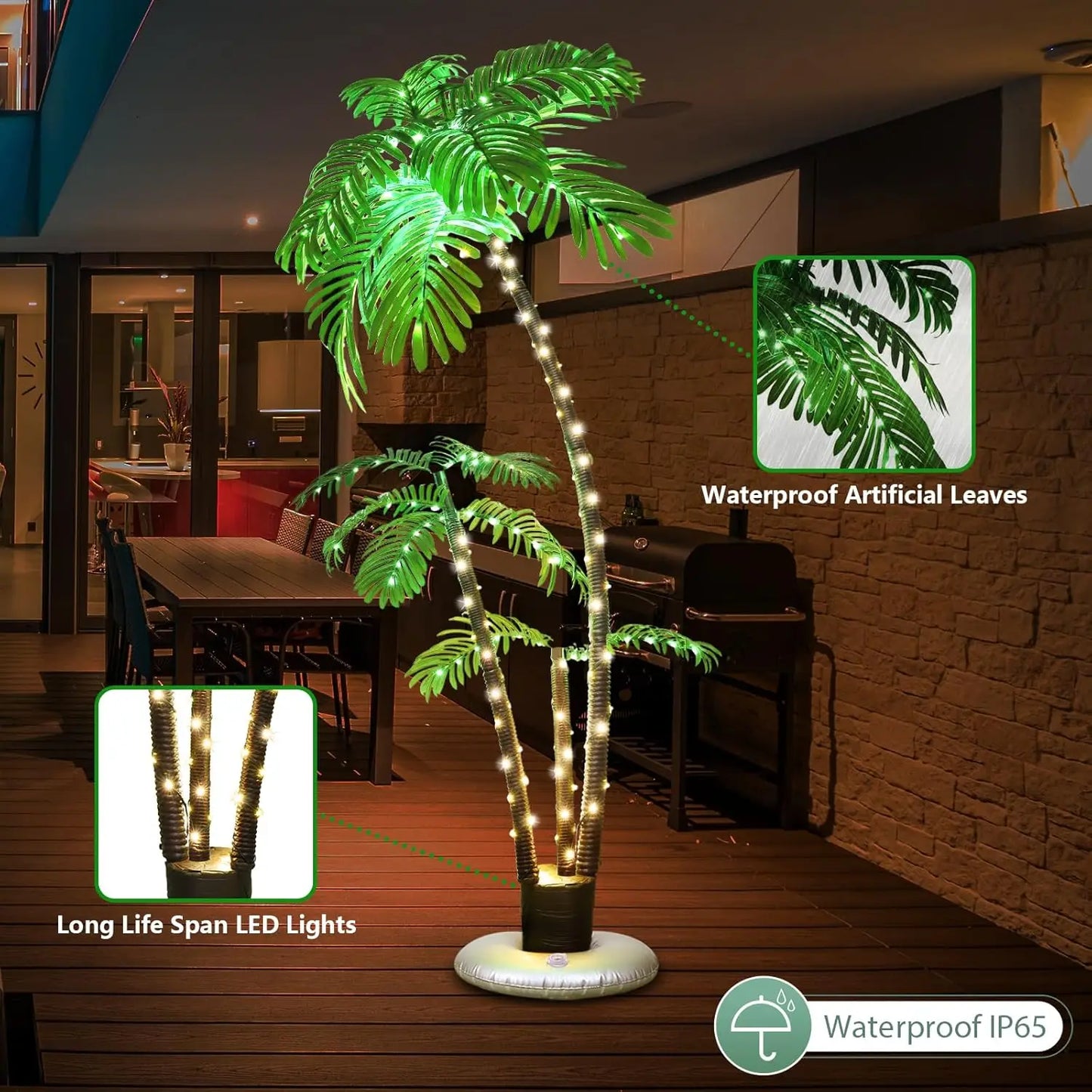 XMSJ Lighted Palm Tree LED Outdoor Decor For Patio Garden