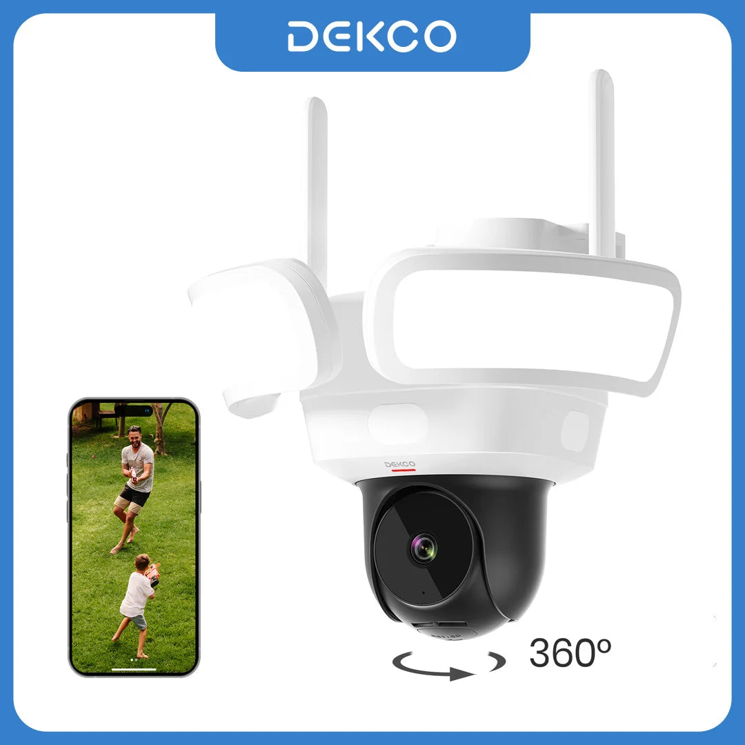 DEKCO 3K UHD WiFi Floodlight Camera Outdoor 360 View