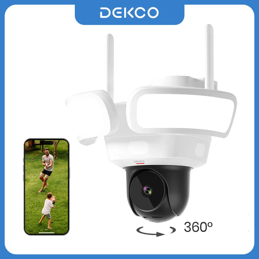 DEKCO 3K UHD WiFi Floodlight Camera Outdoor 360 View