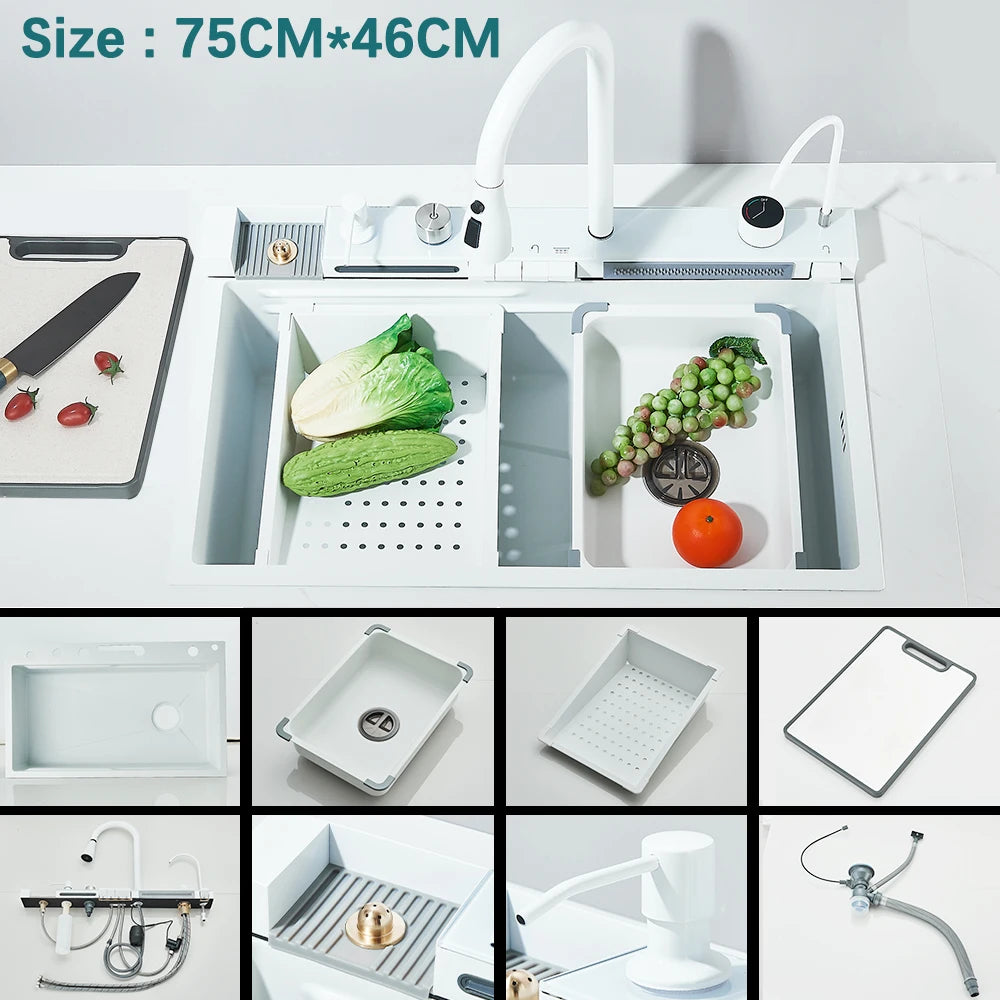 Stainless Steel Undermount Single Bowl Kitchen Sink With Digital Display