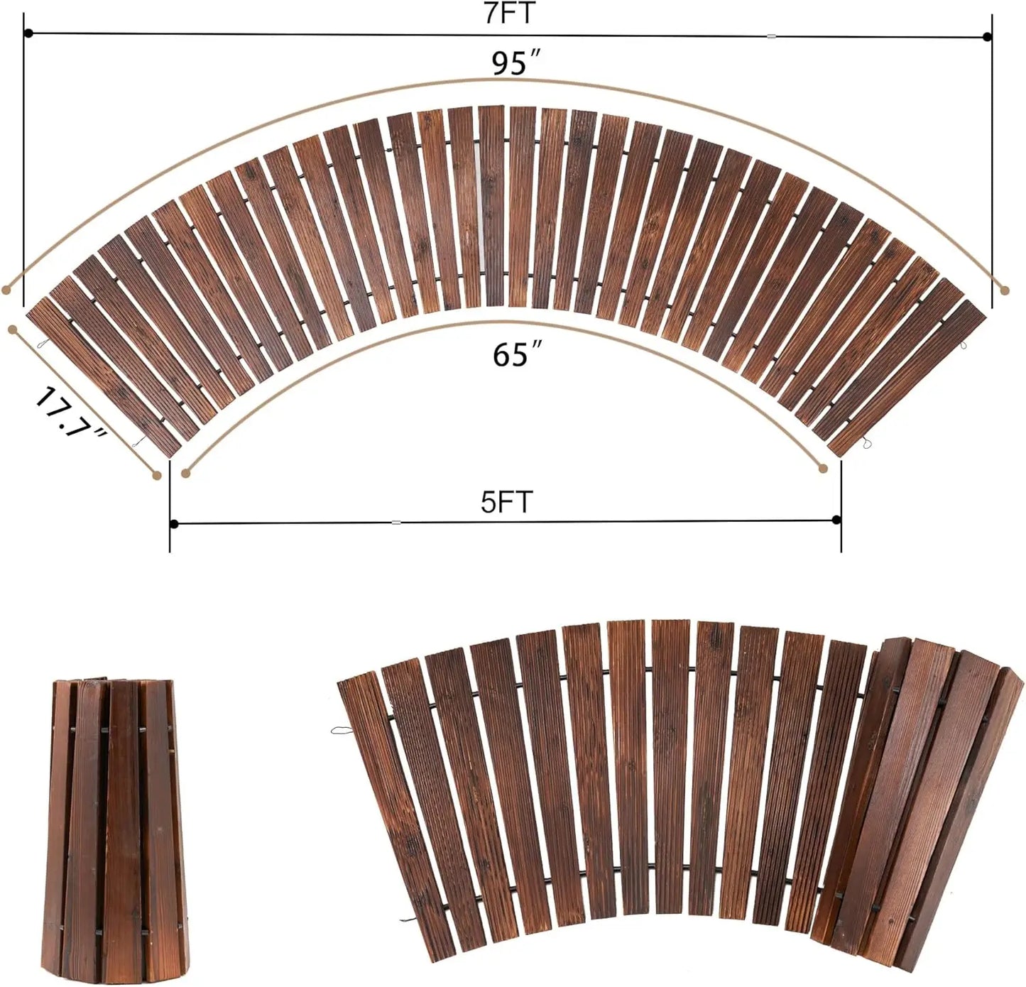 Curved Cedar Wood Garden Pathway for Outdoor Patio