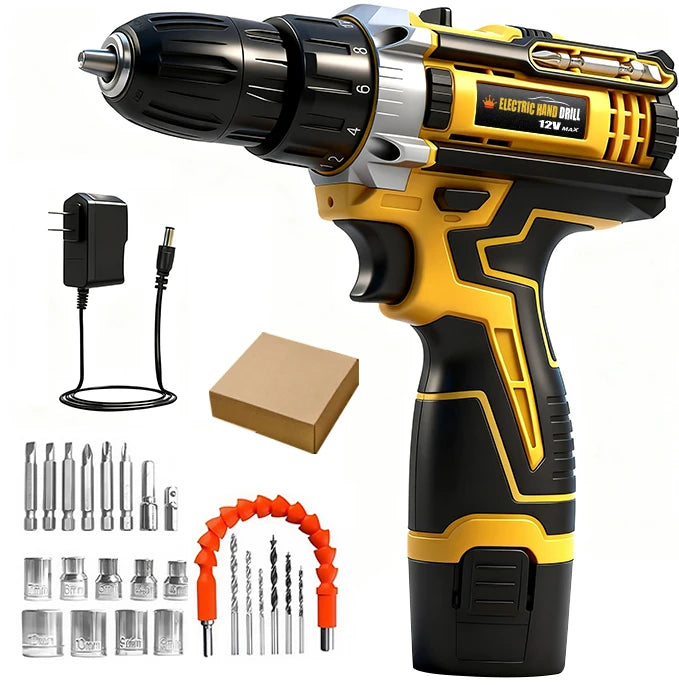 Lithium Battery Powered Drill And Screwdriver Combo Kit Home DIY