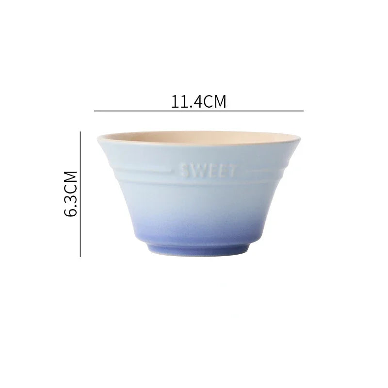 Porcelain Rainbow Ceramic Bowl For Ramen Noodles Serving