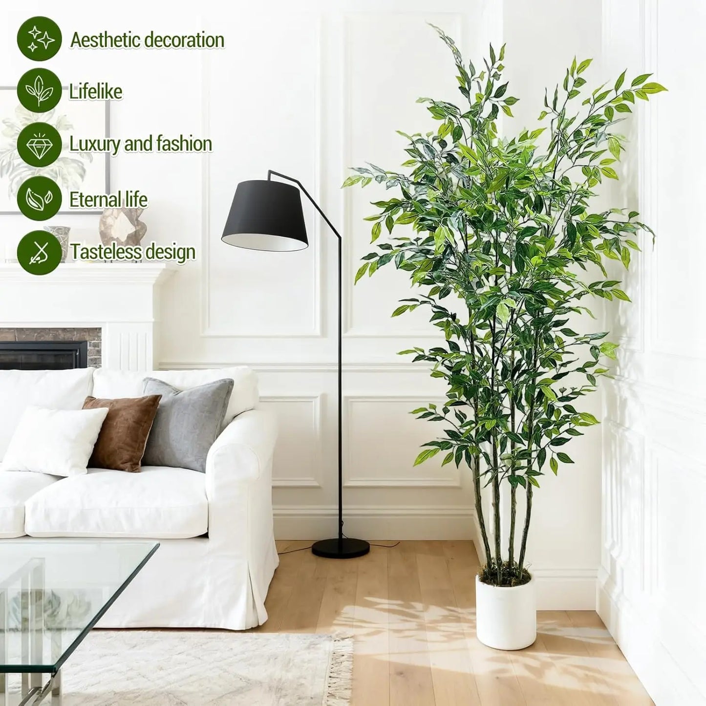 HiMISSCN Silk Ficus Tree In Ceramic Planter Home Decor