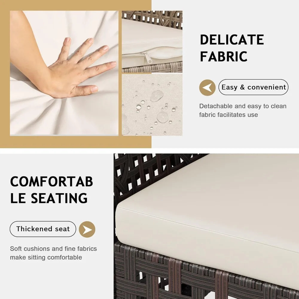 Patio Furniture Set 3 Pieces Outdoor Wicker Chairs Coffee Table