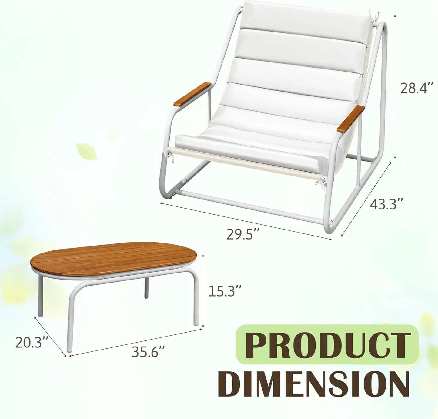 All-Weather Teslin Chaise Lounge Chairs With Acacia Side Table