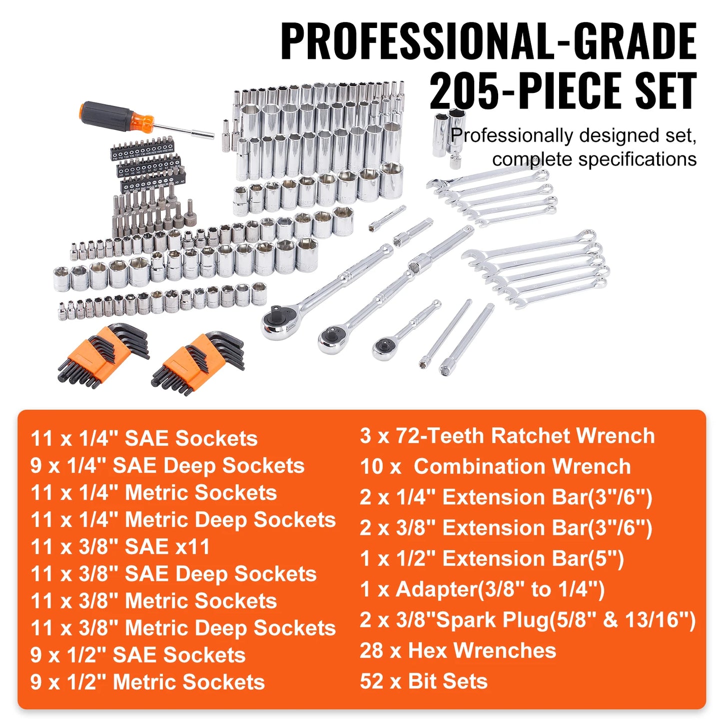 SucceBuy Mechanics Tool Set And Socket Kit 145 Pcs
