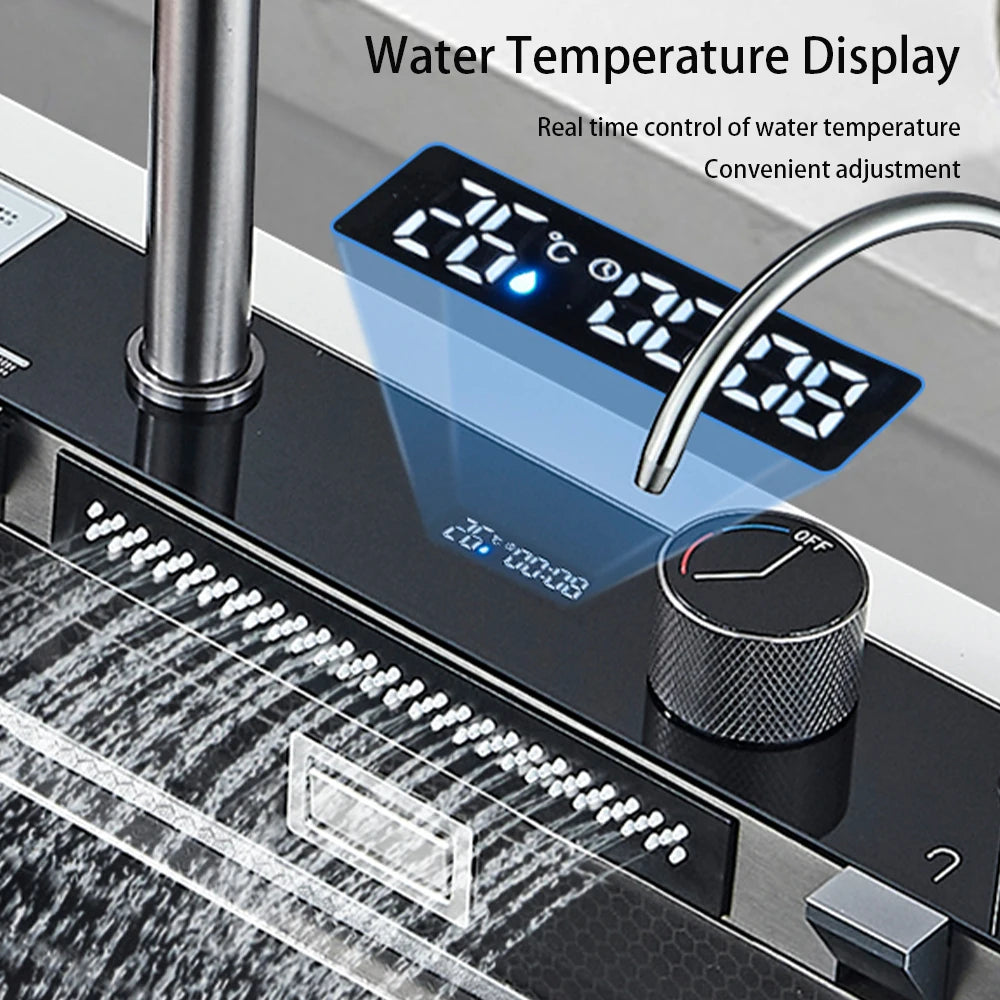 Stainless Steel Undermount Single Bowl Kitchen Sink With Digital Display