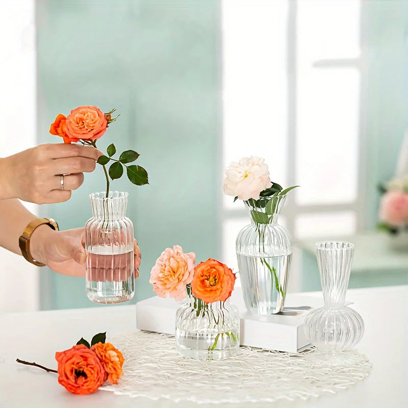 Modern Clear Glass Vase Set Mini Centerpieces for Wedding Decor