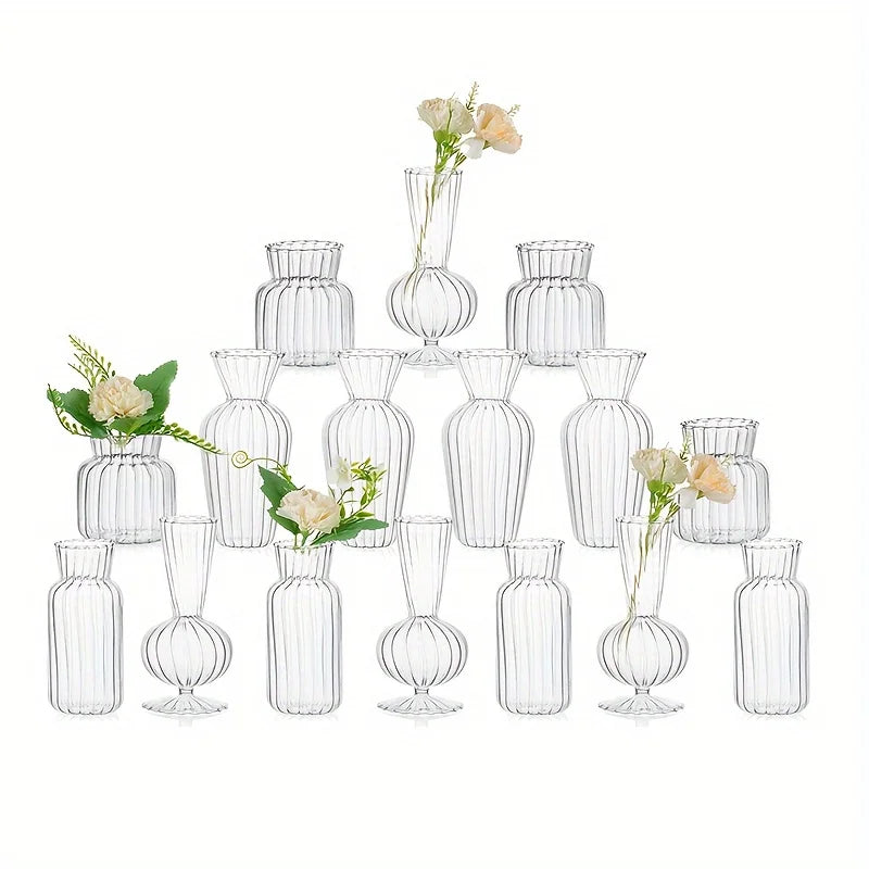 Modern Clear Glass Vase Set Mini Centerpieces for Wedding Decor