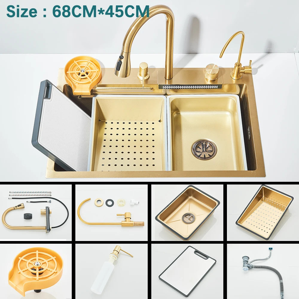Stainless Steel Undermount Single Bowl Kitchen Sink With Digital Display