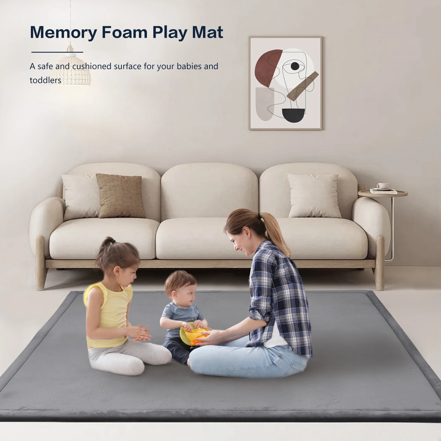 Huloo Sleep Memory Foam Playpen Mat Carpet With Non-Slip Bottom