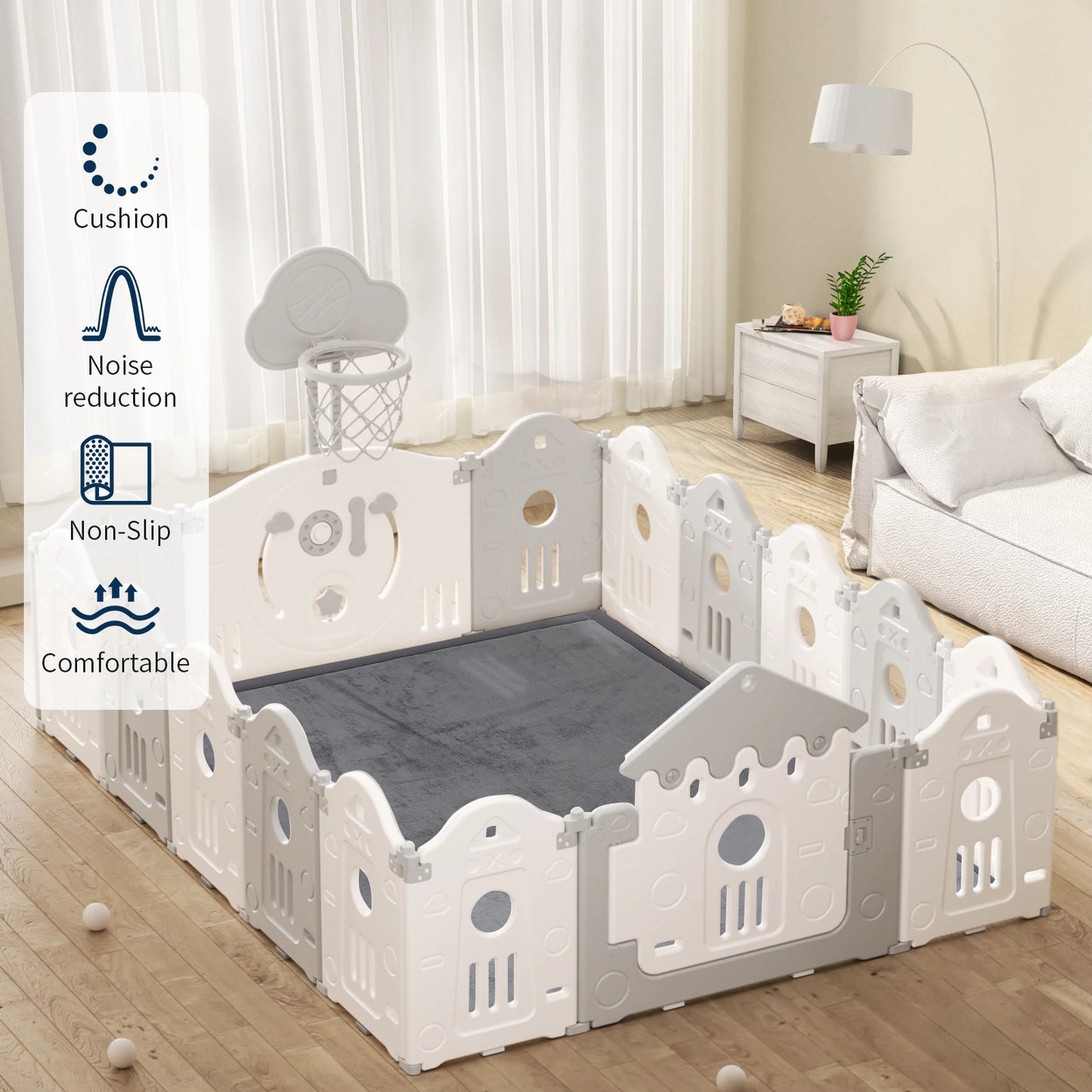 Huloo Sleep Memory Foam Playpen Mat Carpet With Non-Slip Bottom