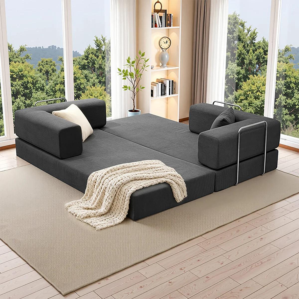 Foldable Sofa Bed With Removable Backrest Two-Seater Living Room