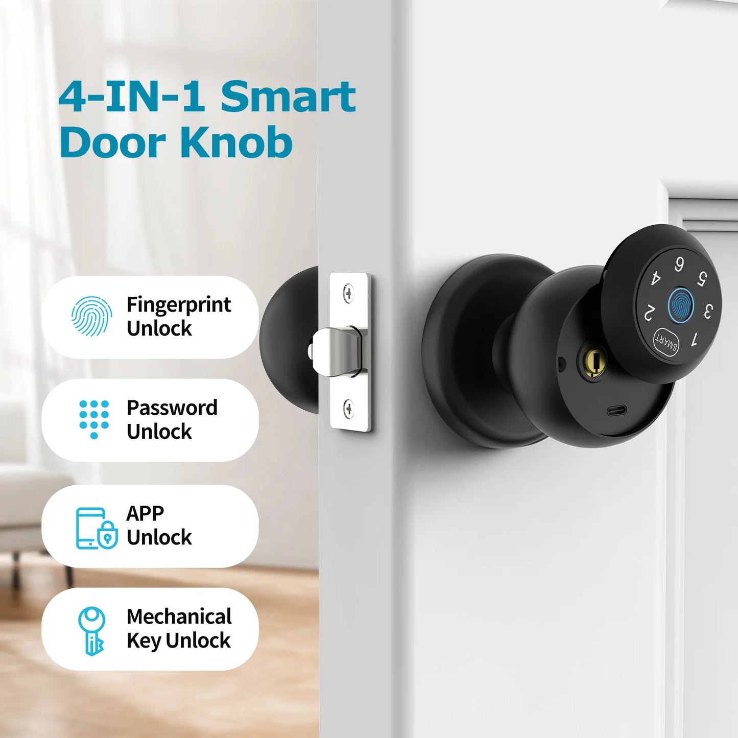 Viladepot Biometric Bluetooth Smart Lock With Fingerprint And Passcode