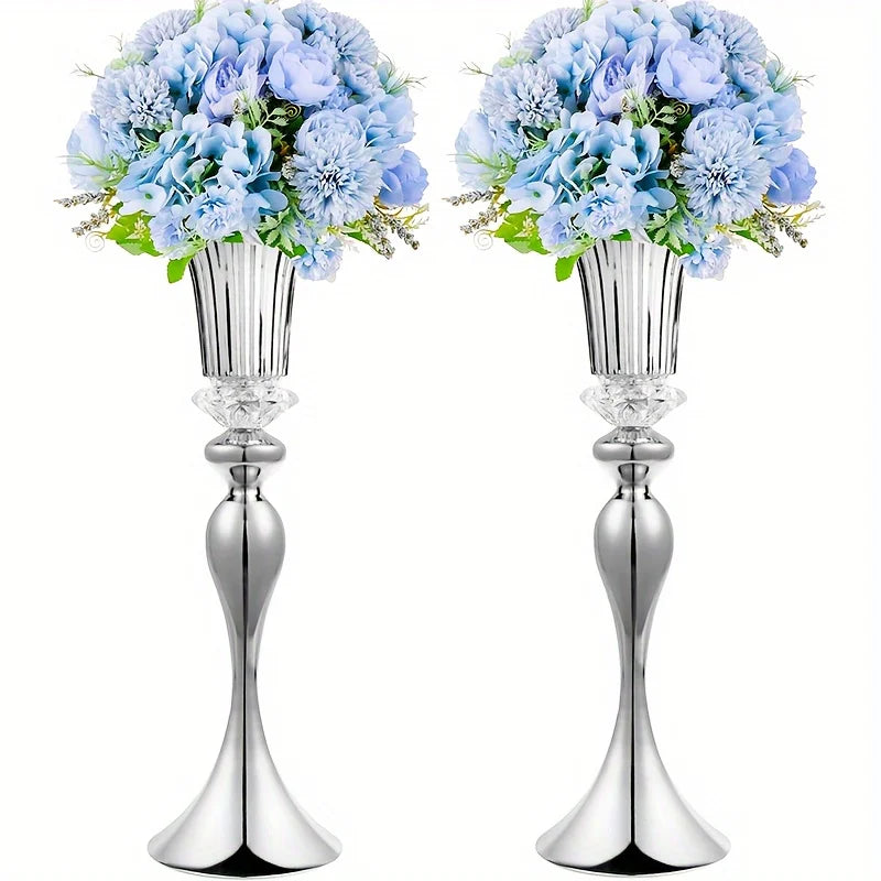 Crystal Flower Stands Centerpiece Vases Set Metal