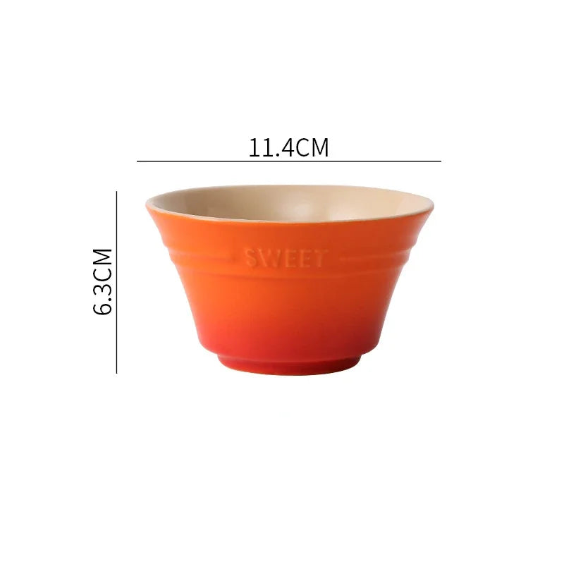 Porcelain Rainbow Ceramic Bowl For Ramen Noodles Serving
