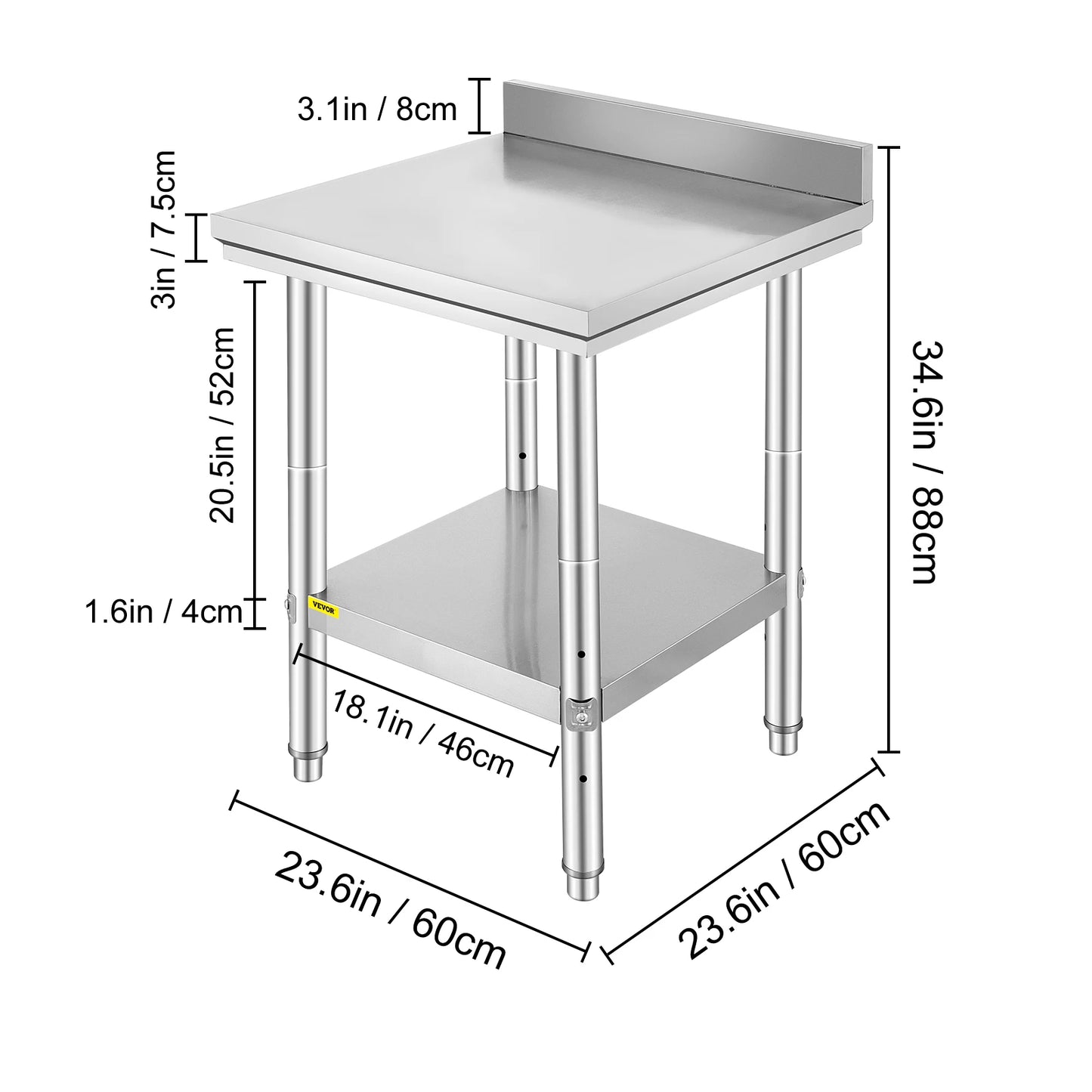 Stainless Steel Catering Table With Undershelf For Restaurant