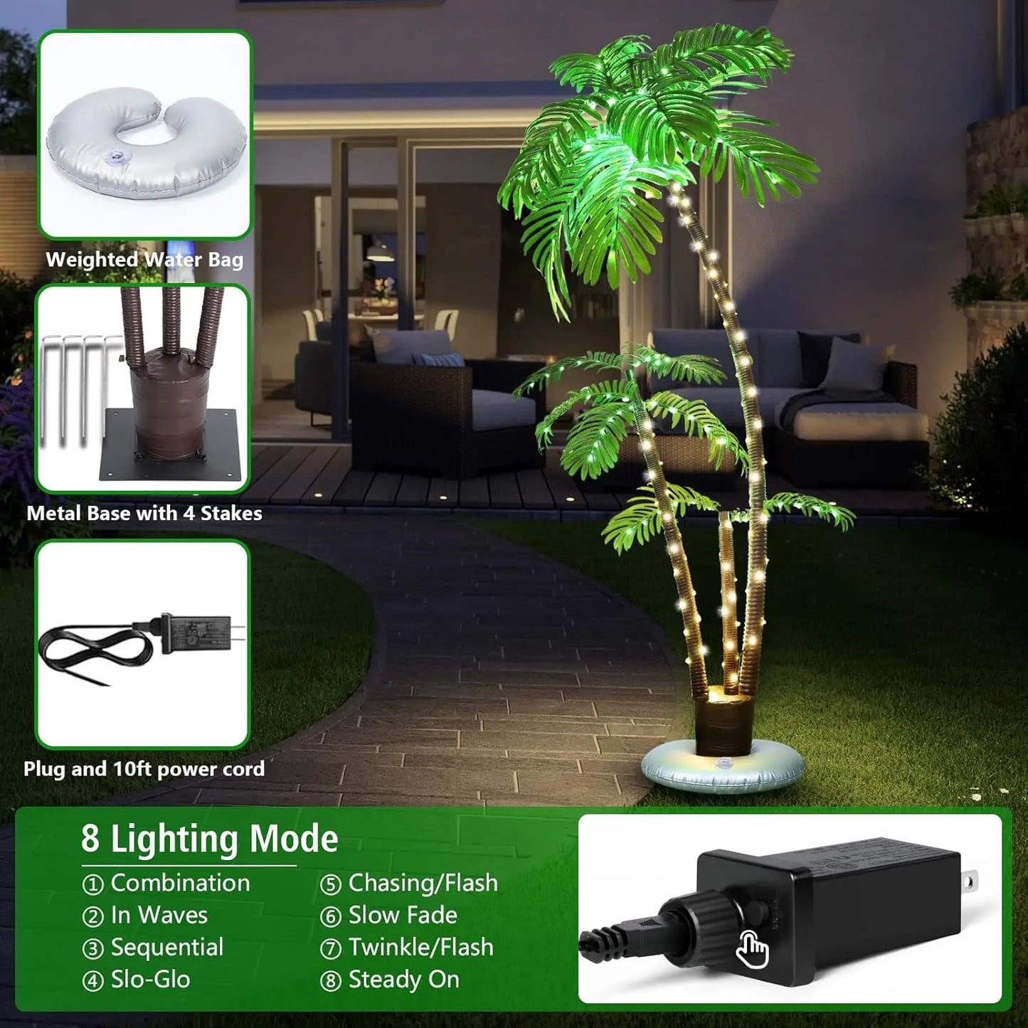 XMSJ Lighted Palm Tree LED Outdoor Decor For Patio Garden