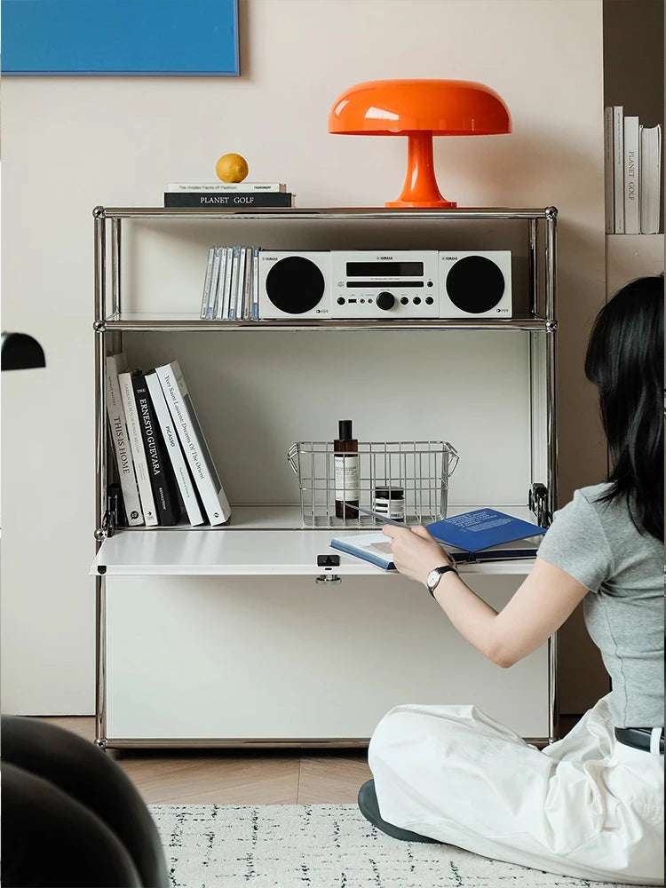 Bigcityfur Storage Cabinet Stainless Steel Metal Sideboard