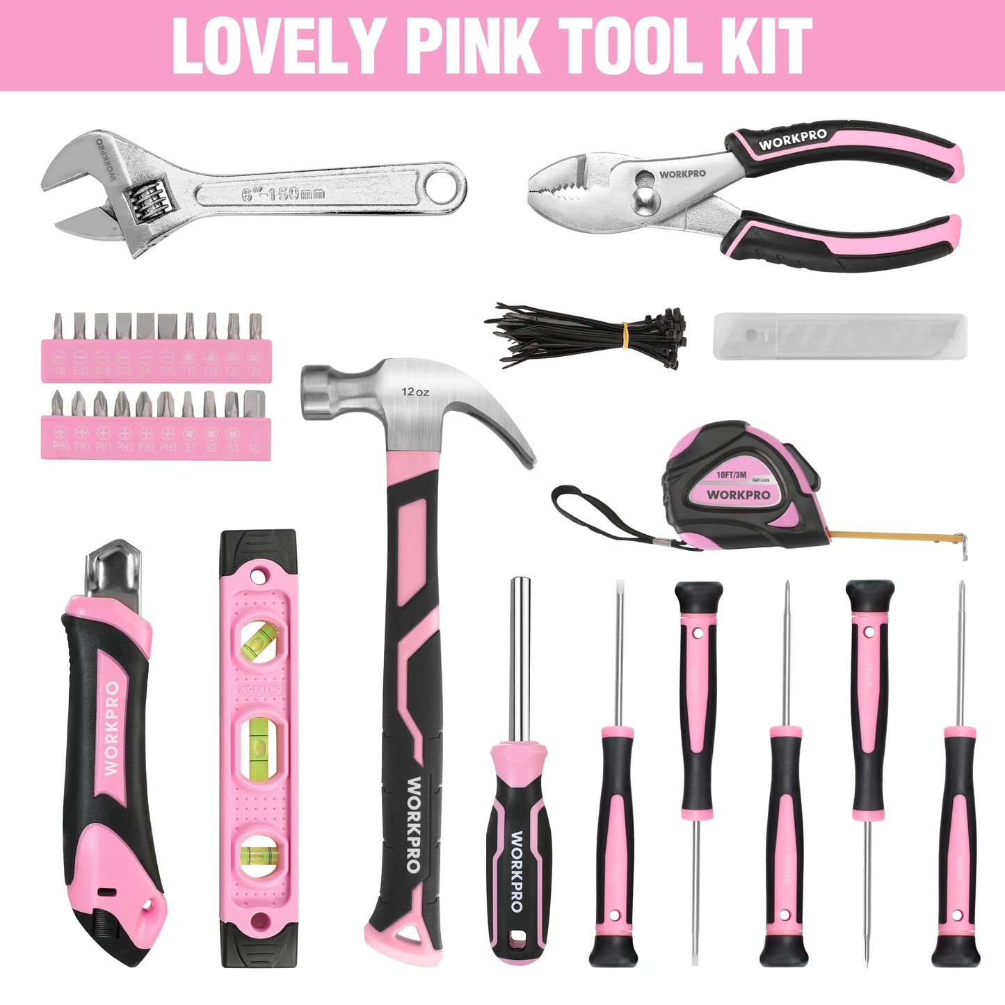 WORKPRO 236 Piece Tool Kit With Carrying Pouch For DIY Home Maintenance And Repairs